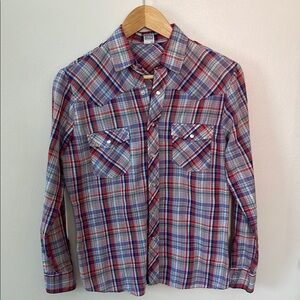 Vintage Plaid Shirt - Red, Blue, and White